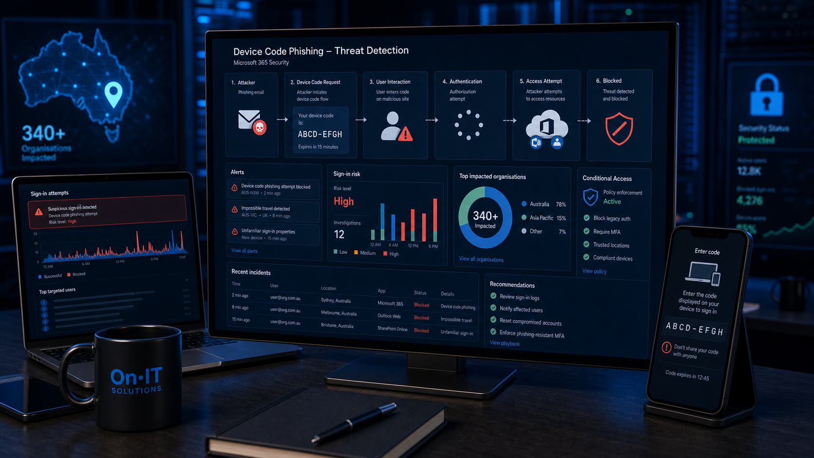 Device code phishing detection dashboard for Australian Microsoft 365 security